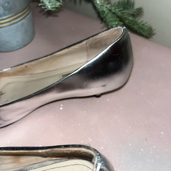 Prada patten silver leather kitten heels with black leather bow size 6.5 US - Picture 7 of 14